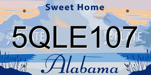 5QLE107 Alabama License Plate