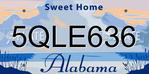 5QLE636 Alabama License Plate