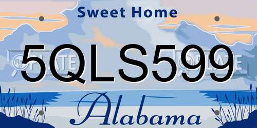 5QLS599 Alabama License Plate