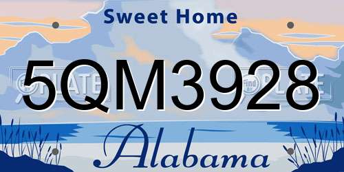 5QM3928 Alabama License Plate