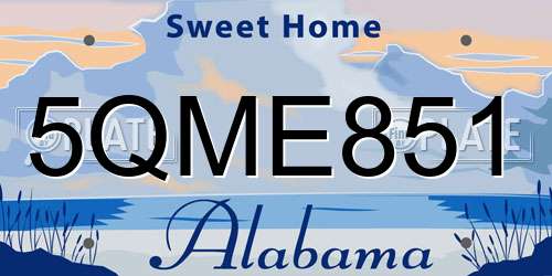 5QME851 Alabama License Plate