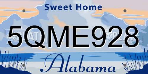 5QME928 Alabama License Plate