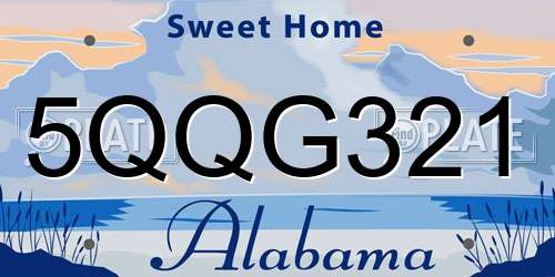 5QQG321 Alabama License Plate