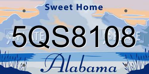 5QS8108 Alabama License Plate