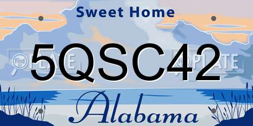 5QSC42 Alabama License Plate