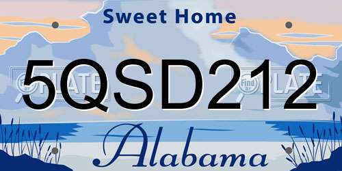 5QSD212 Alabama License Plate