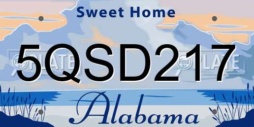 5QSD217 Alabama License Plate