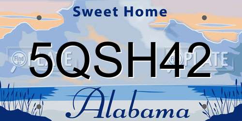 5QSH42 Alabama License Plate