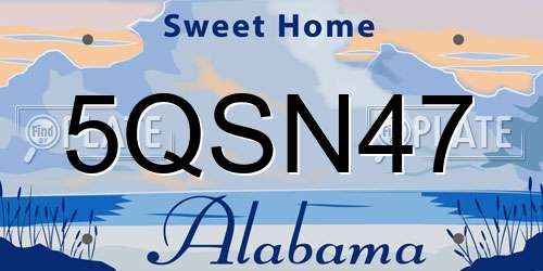 5QSN47 Alabama License Plate