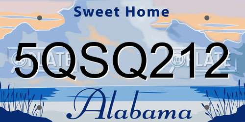 5QSQ212 Alabama License Plate