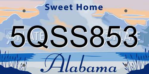 5QSS853 Alabama License Plate