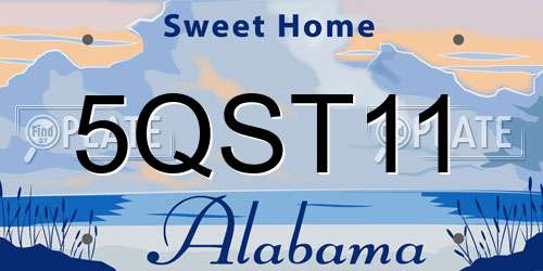 5QST11 Alabama License Plate