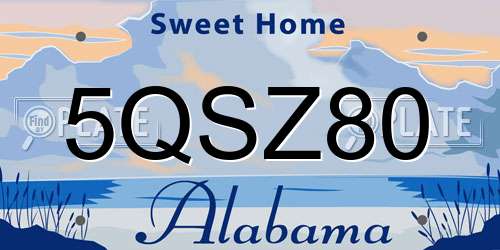 5QSZ80 Alabama License Plate