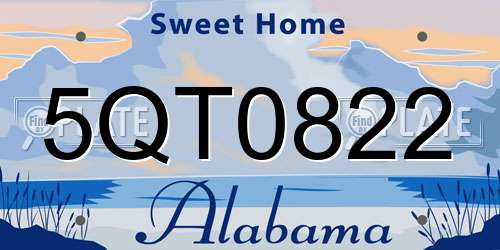 5QT0822 Alabama License Plate