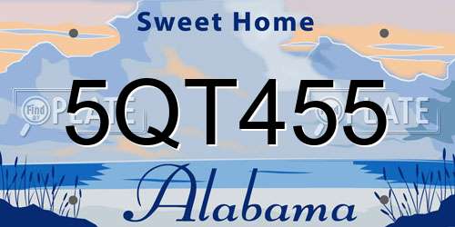 5QT455 Alabama License Plate