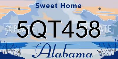 5QT458 Alabama License Plate