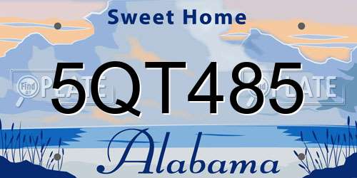 5QT485 Alabama License Plate