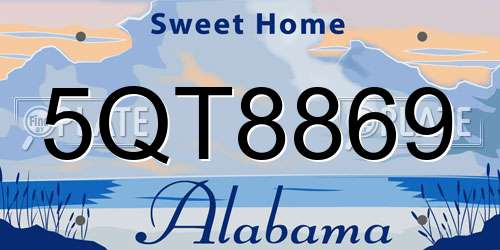 5QT8869 Alabama License Plate