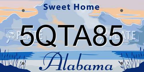 5QTA85 Alabama License Plate