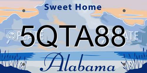 5QTA88 Alabama License Plate