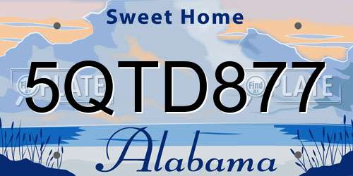 5QTD877 Alabama License Plate