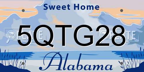5QTG28 Alabama License Plate