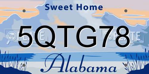 5QTG78 Alabama License Plate