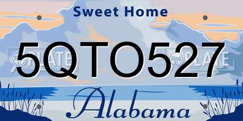 5QTO527 Alabama License Plate