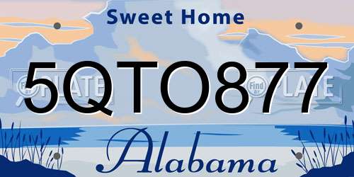 5QTO877 Alabama License Plate