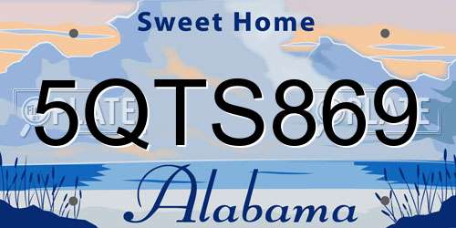 5QTS869 Alabama License Plate