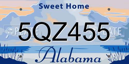 5QZ455 Alabama License Plate