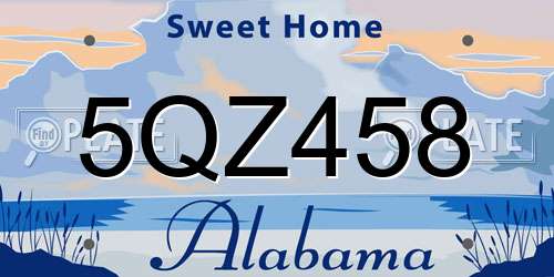 5QZ458 Alabama License Plate