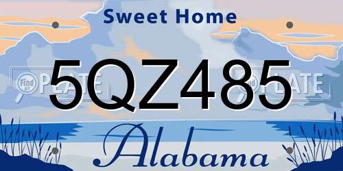 5QZ485 Alabama License Plate