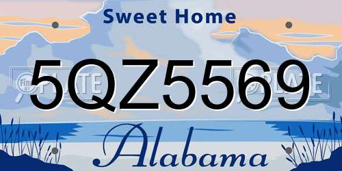 5QZ5569 Alabama License Plate
