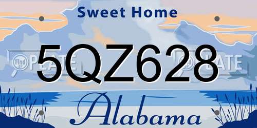 5QZ628 Alabama License Plate