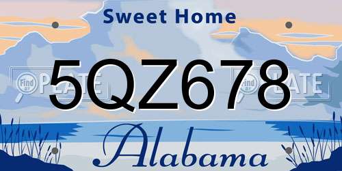 5QZ678 Alabama License Plate
