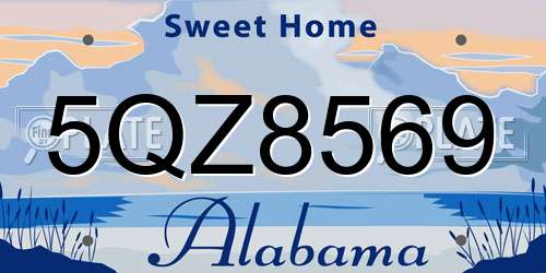5QZ8569 Alabama License Plate