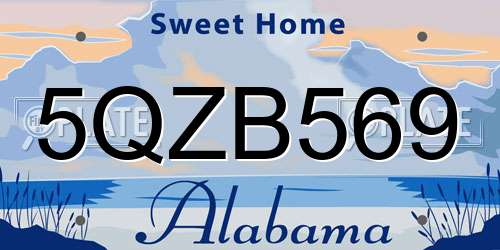 5QZB569 Alabama License Plate