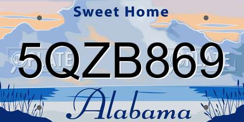 5QZB869 Alabama License Plate