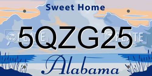 5QZG25 Alabama License Plate