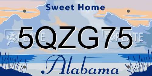 5QZG75 Alabama License Plate