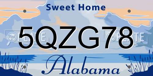 5QZG78 Alabama License Plate