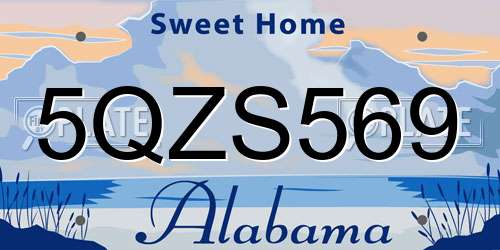 5QZS569 Alabama License Plate