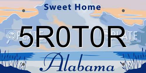 5R0T0R Alabama License Plate