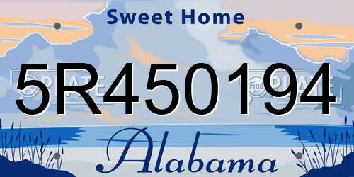 5R450194 Alabama License Plate