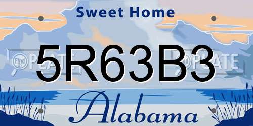 5R63B3 Alabama License Plate