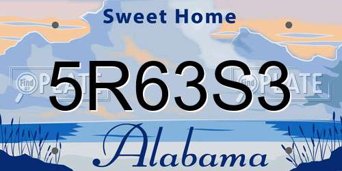 5R63S3 Alabama License Plate