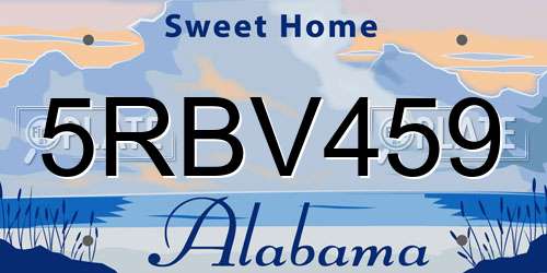 5RBV459 Alabama License Plate