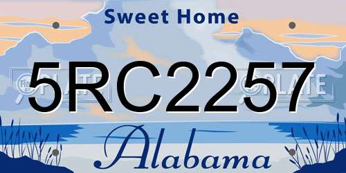 5RC2257 Alabama License Plate
