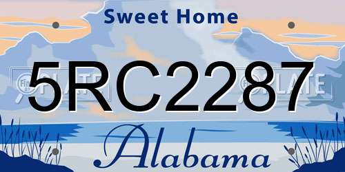 5RC2287 Alabama License Plate